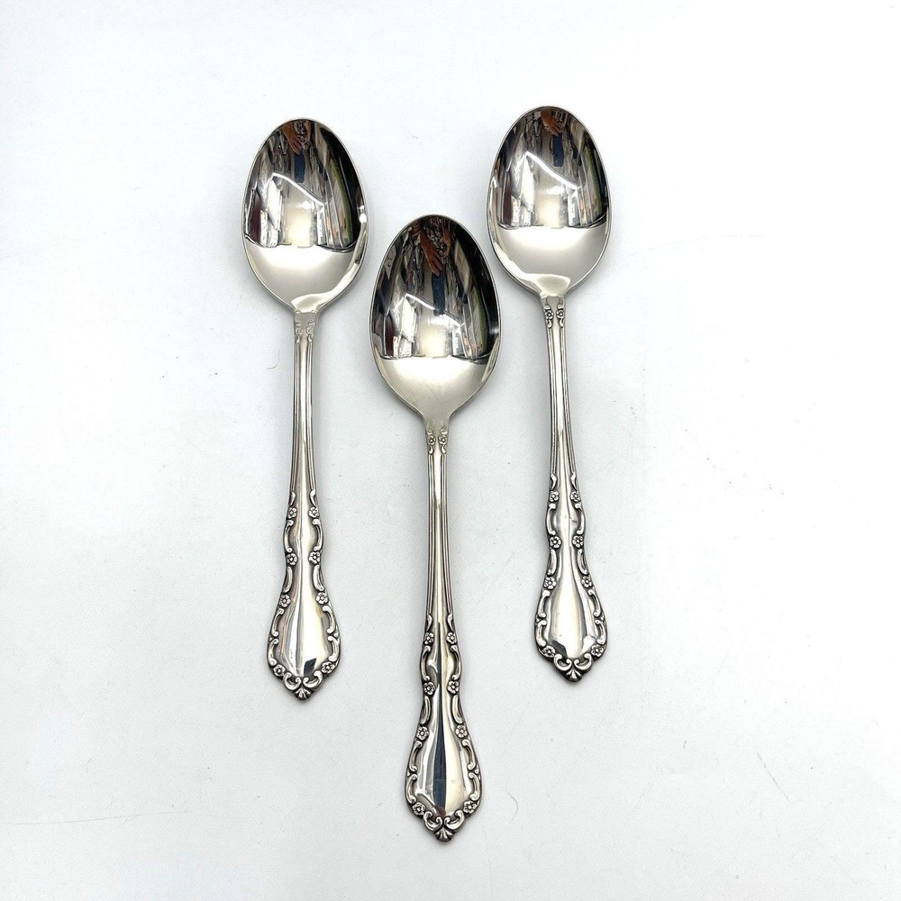 Oneida Mansion Hall Stainless Soup Spoons Distinction Deluxe HH Flatware Set 3